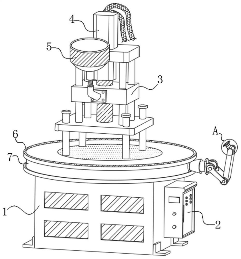 Injection molding machine device comprising robot arm