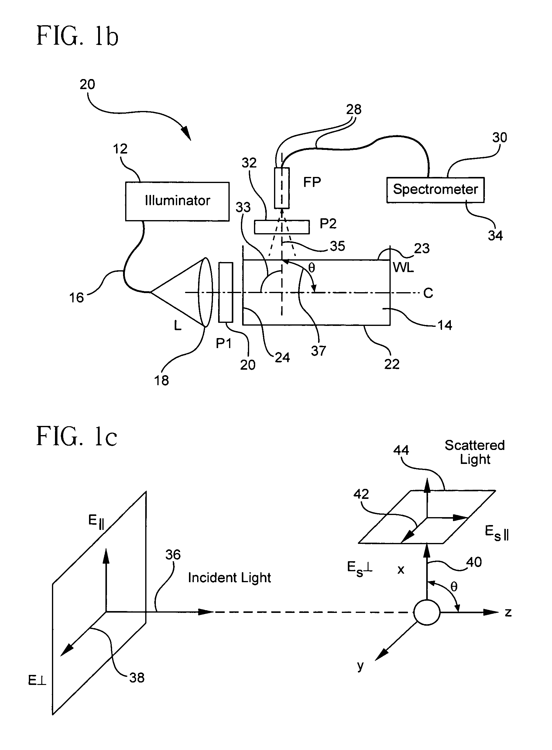 Method and apparatus for the separation of fluoroscence and elastic scattering produced by broadband illumination using polarization discrimination techniques
