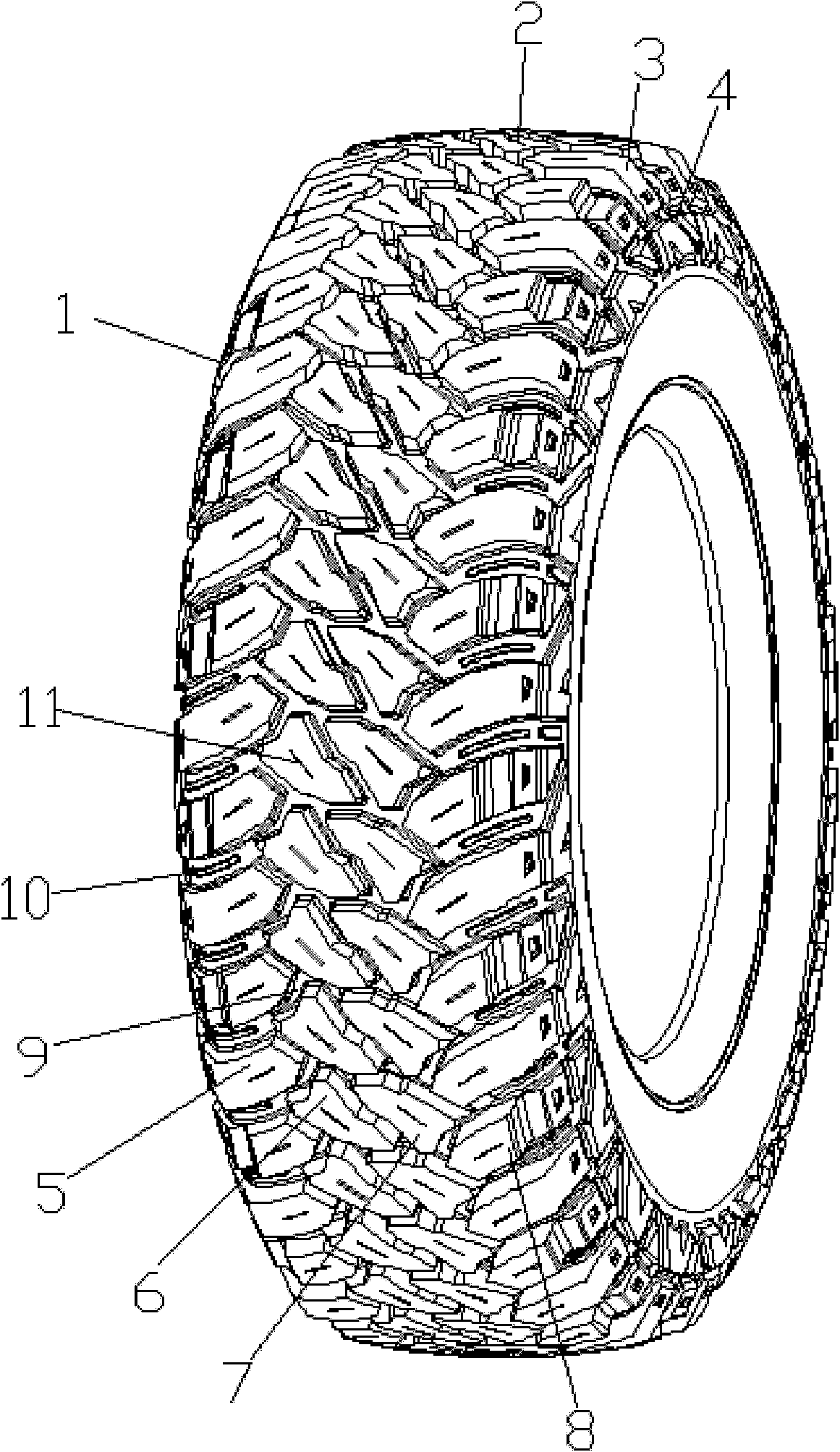 Special tyre for off-road vehicles
