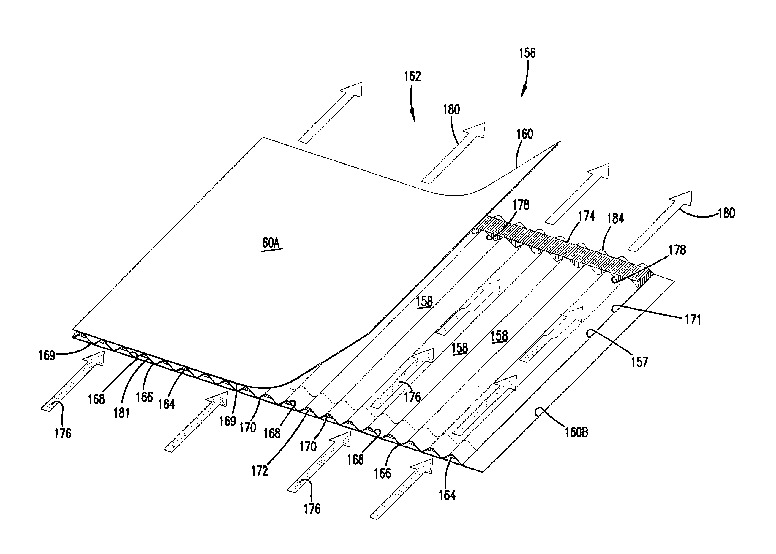 Air filtration arrangements having fluted media constructions and methods