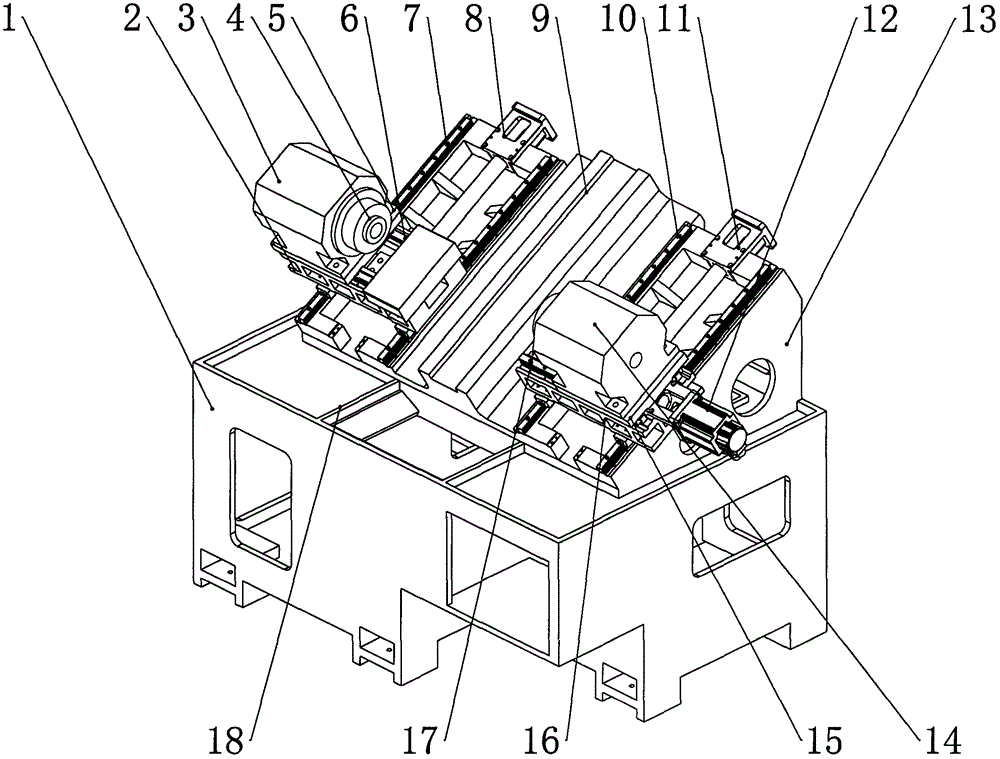 Numerically-controlled machine tool provided with double moving spindles