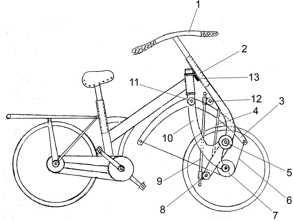 Hand-pulled front-drive power-assisted pedal bicycle