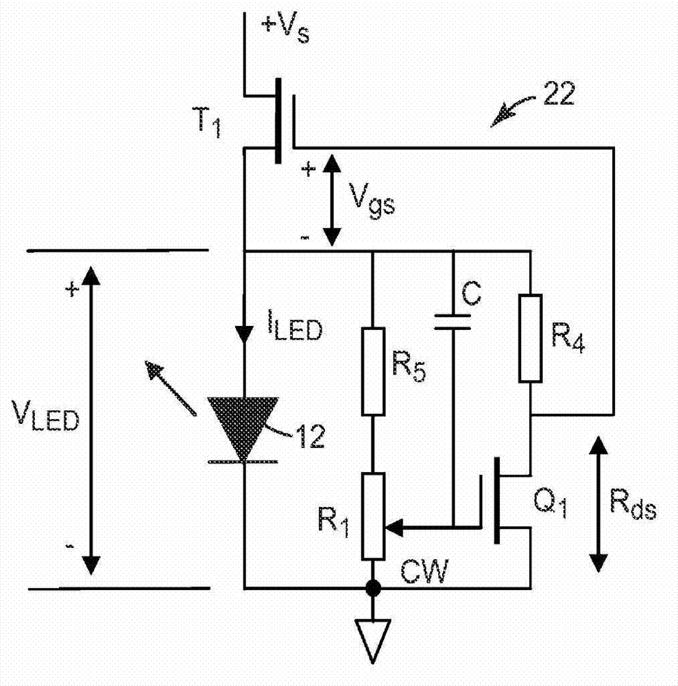 Transistor ladder network for driving a light emitting diode series string