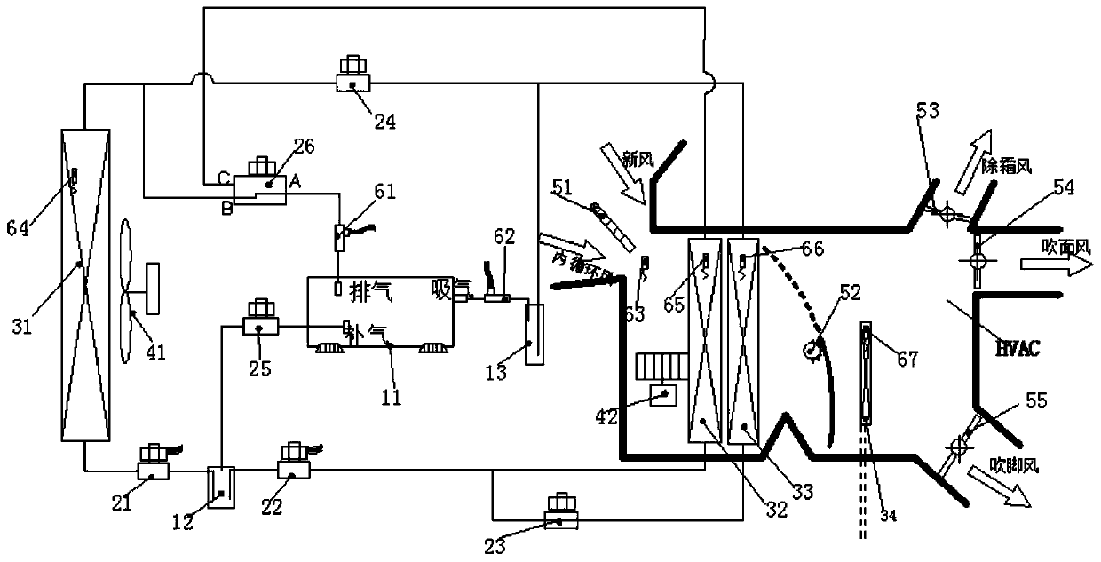 Heat pump air conditioning system, electric vehicle and control method thereof