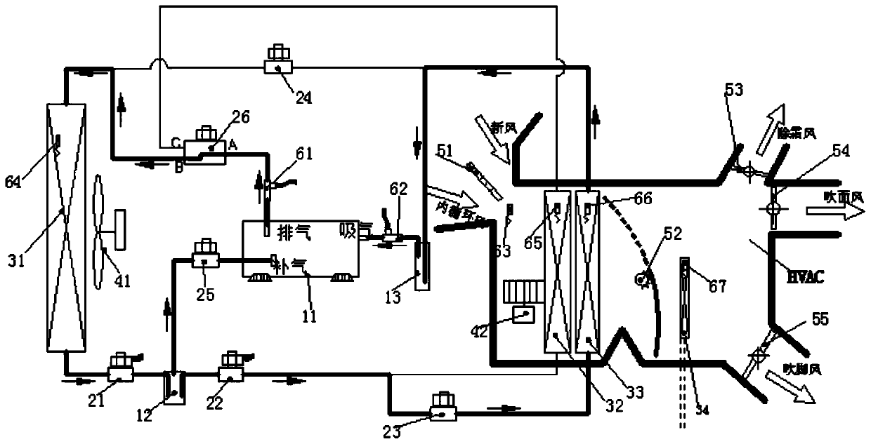 Heat pump air conditioning system, electric vehicle and control method thereof