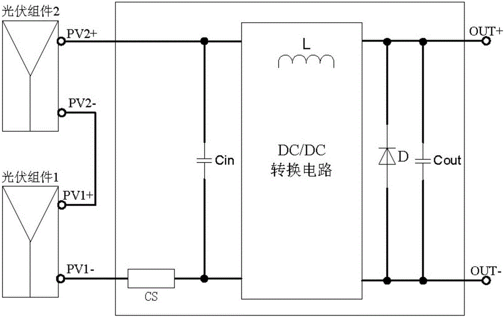 Three-body photovoltaic power generation direct-current optimizer with direct-through devices