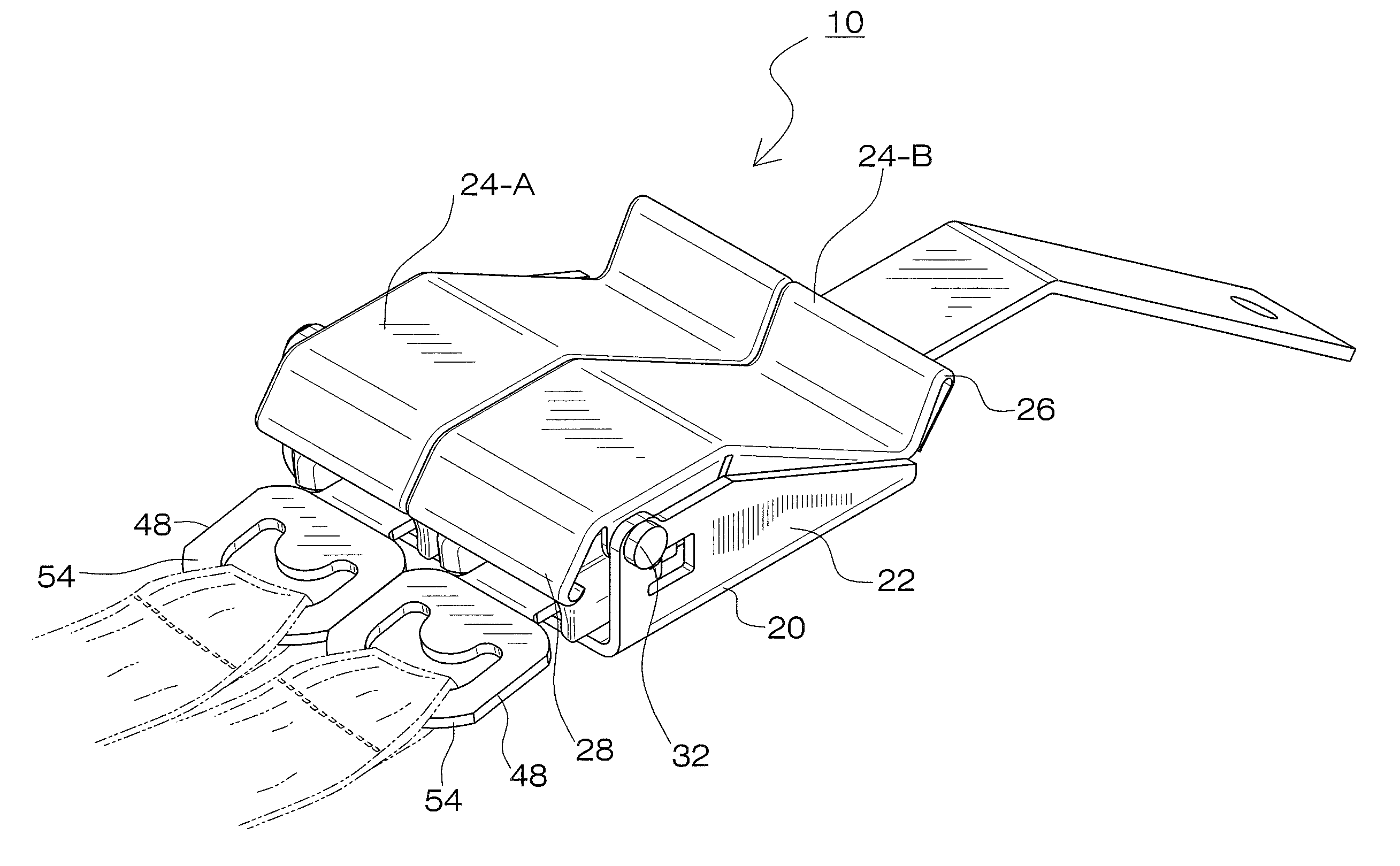 Housing for a dual release twin buckle assembly
