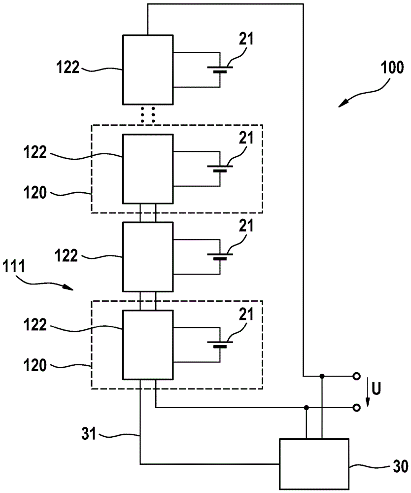 Method for connecting the cells of a battery, and associated battery system