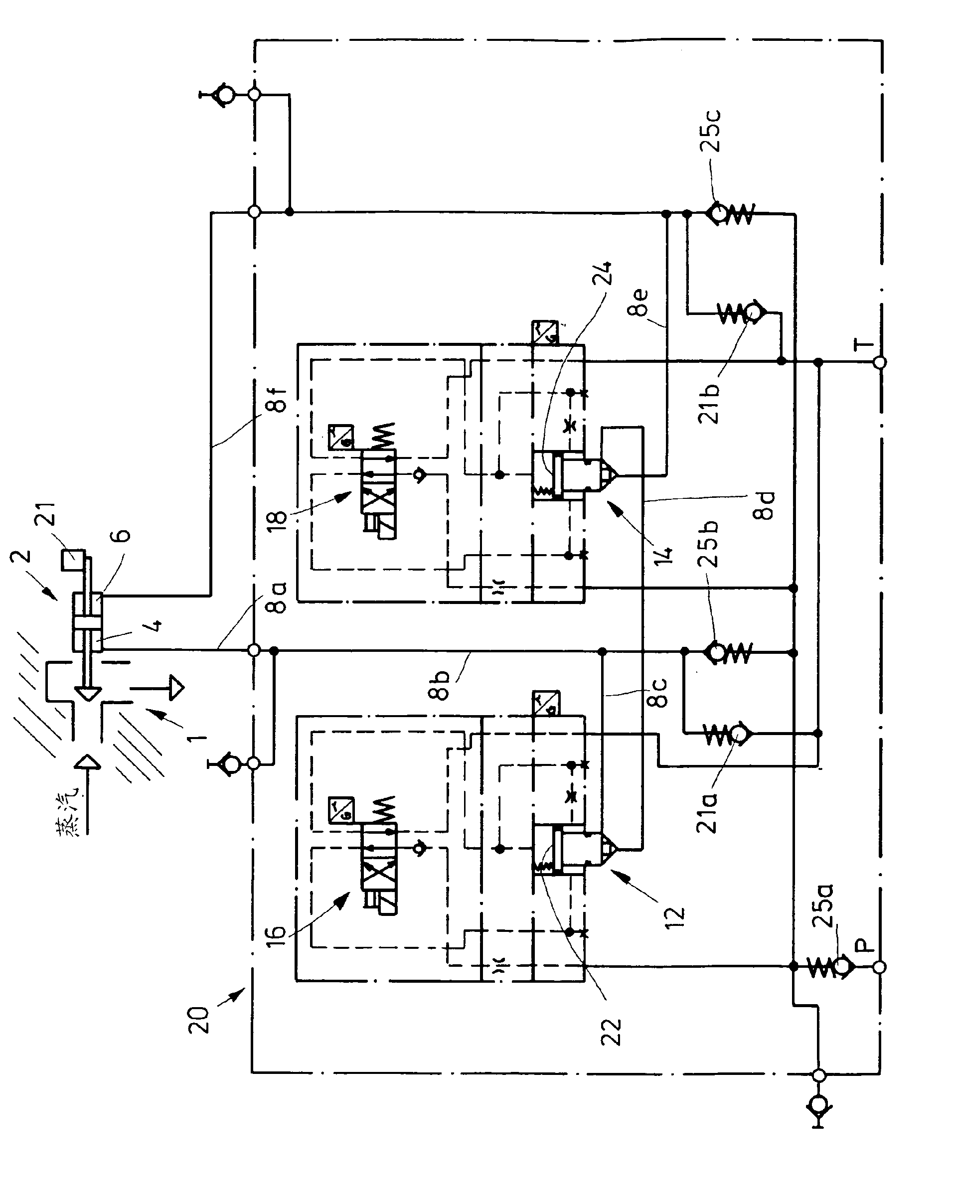 Hydraulic or pneumatic drive for actuating a fitting comprising a control valve or selector valve