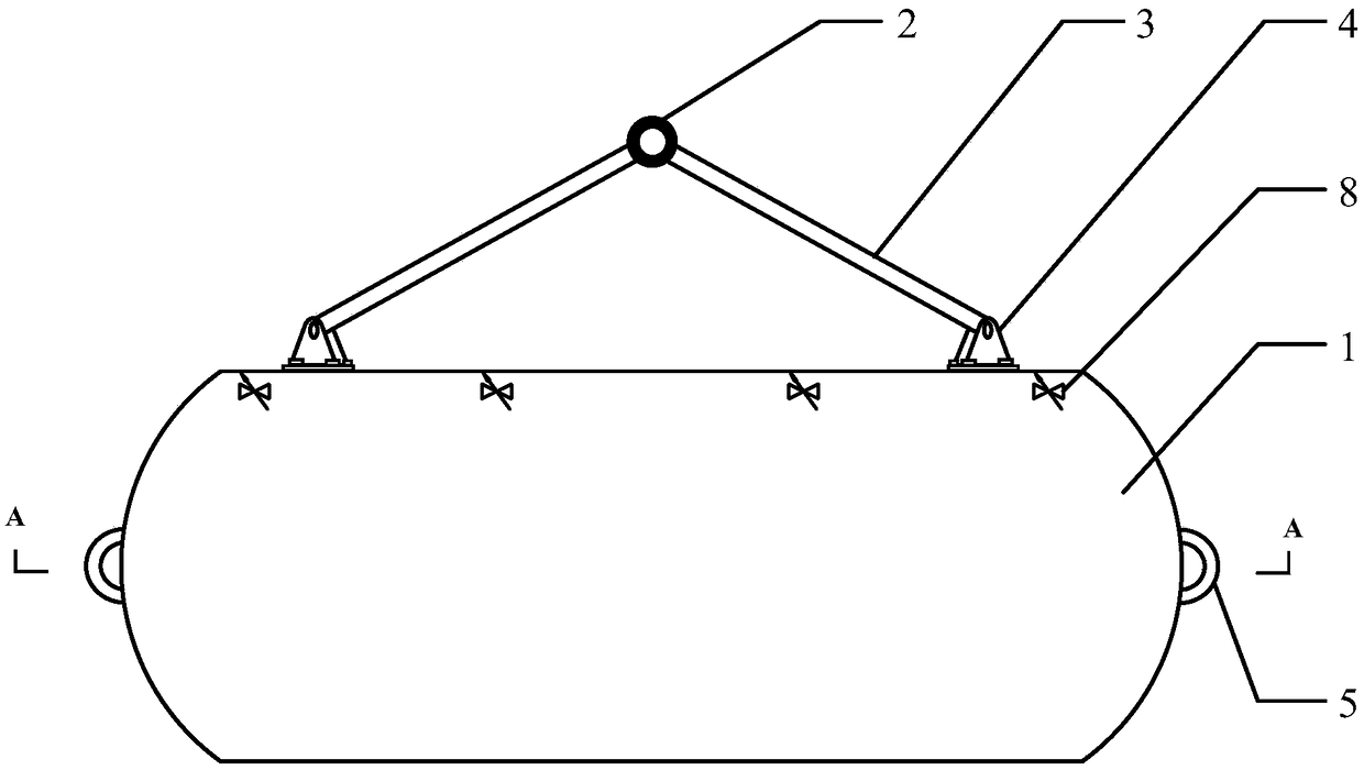 Auxiliary installation device and installation method of water-gas displacement underwater equipment