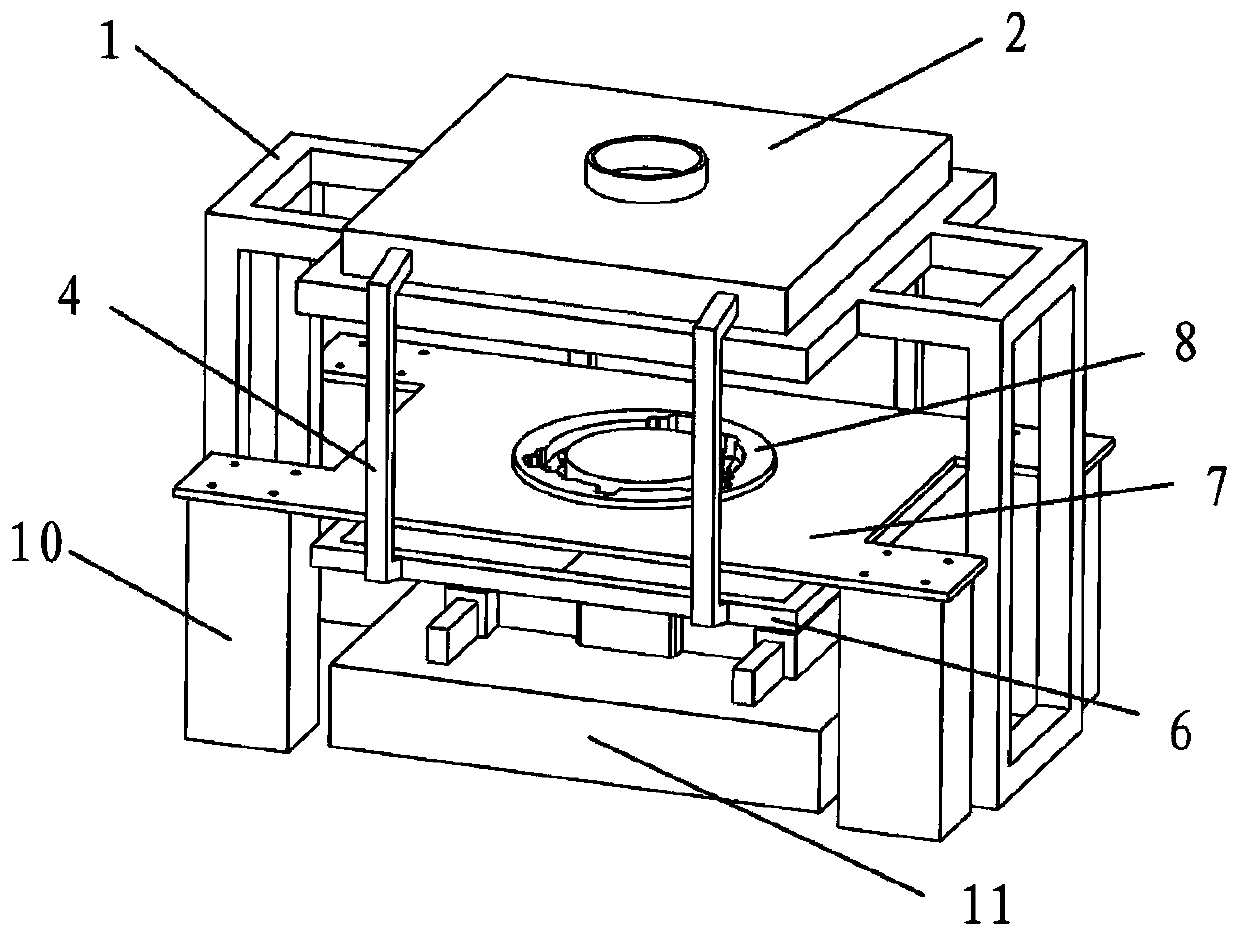 Detection device with vibration isolation nested structure