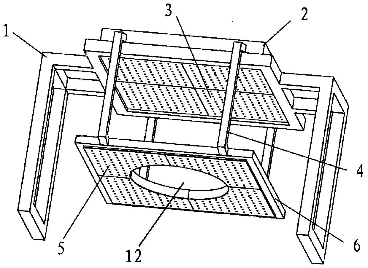 Detection device with vibration isolation nested structure