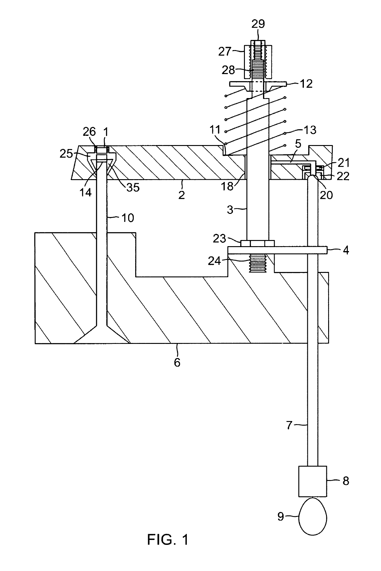 Vertical sliding valve arm