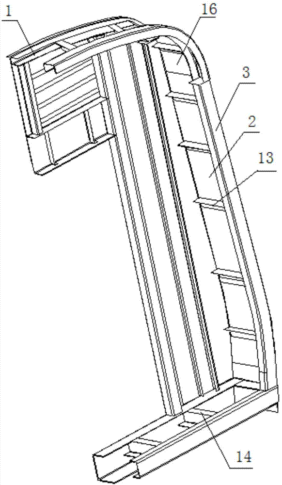 End wall structure of railway vehicle and processing method of end wall structure