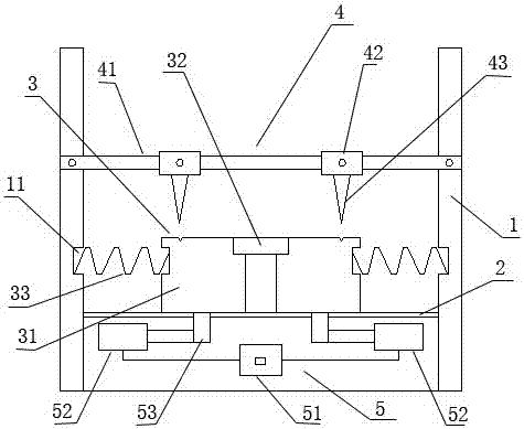 Clamping block adjusting type cutting device for cutting double-layer fabric