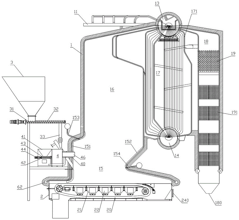 Ultra-low emission nitrogen oxides biomass chain boiler