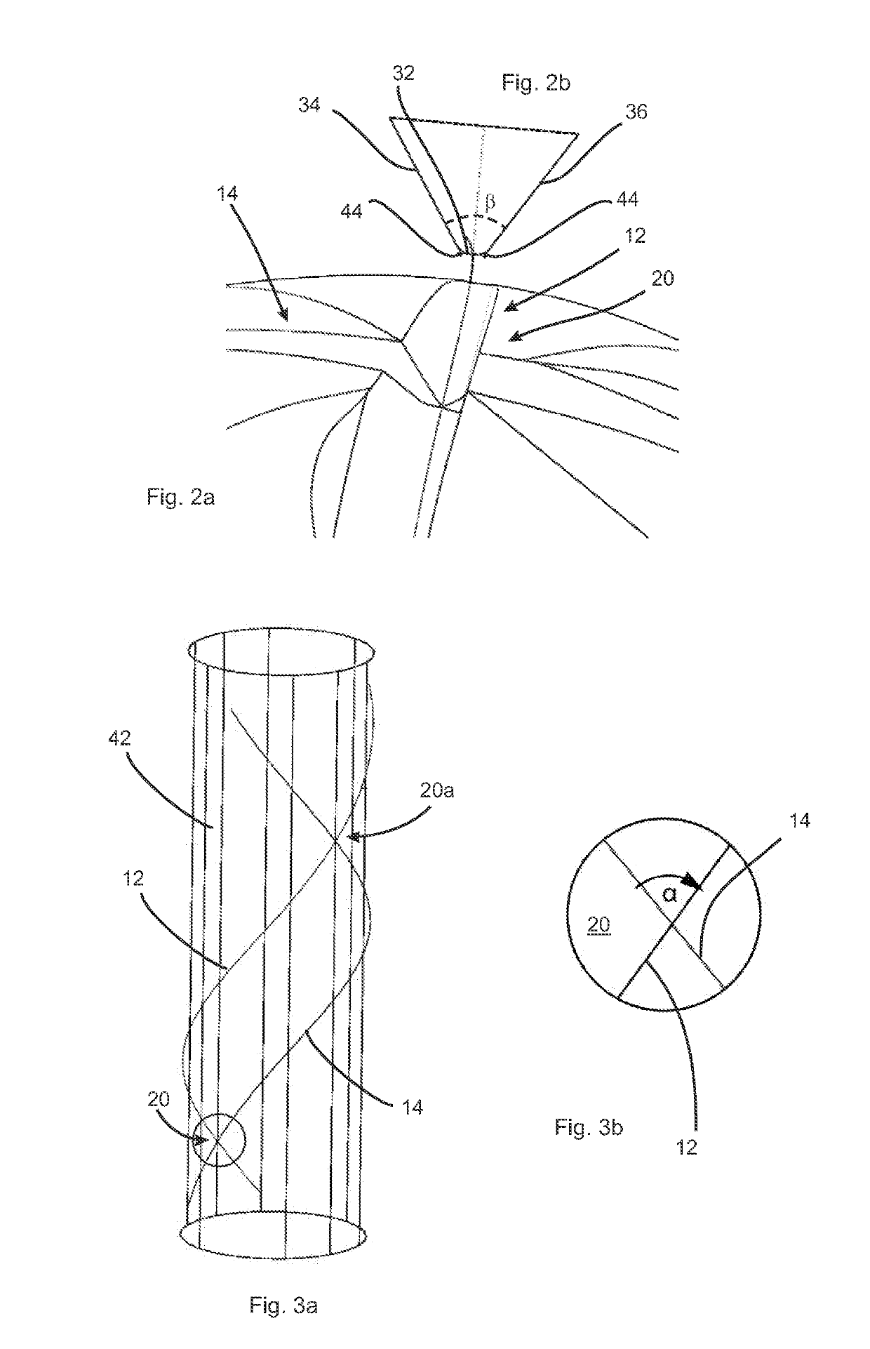 Plastics material bottle with intersecting tension bands