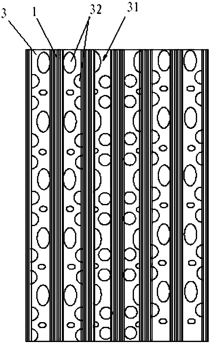 Production method of two-color gradient mesh air-guiding three-layer mesh cloth and mesh cloth