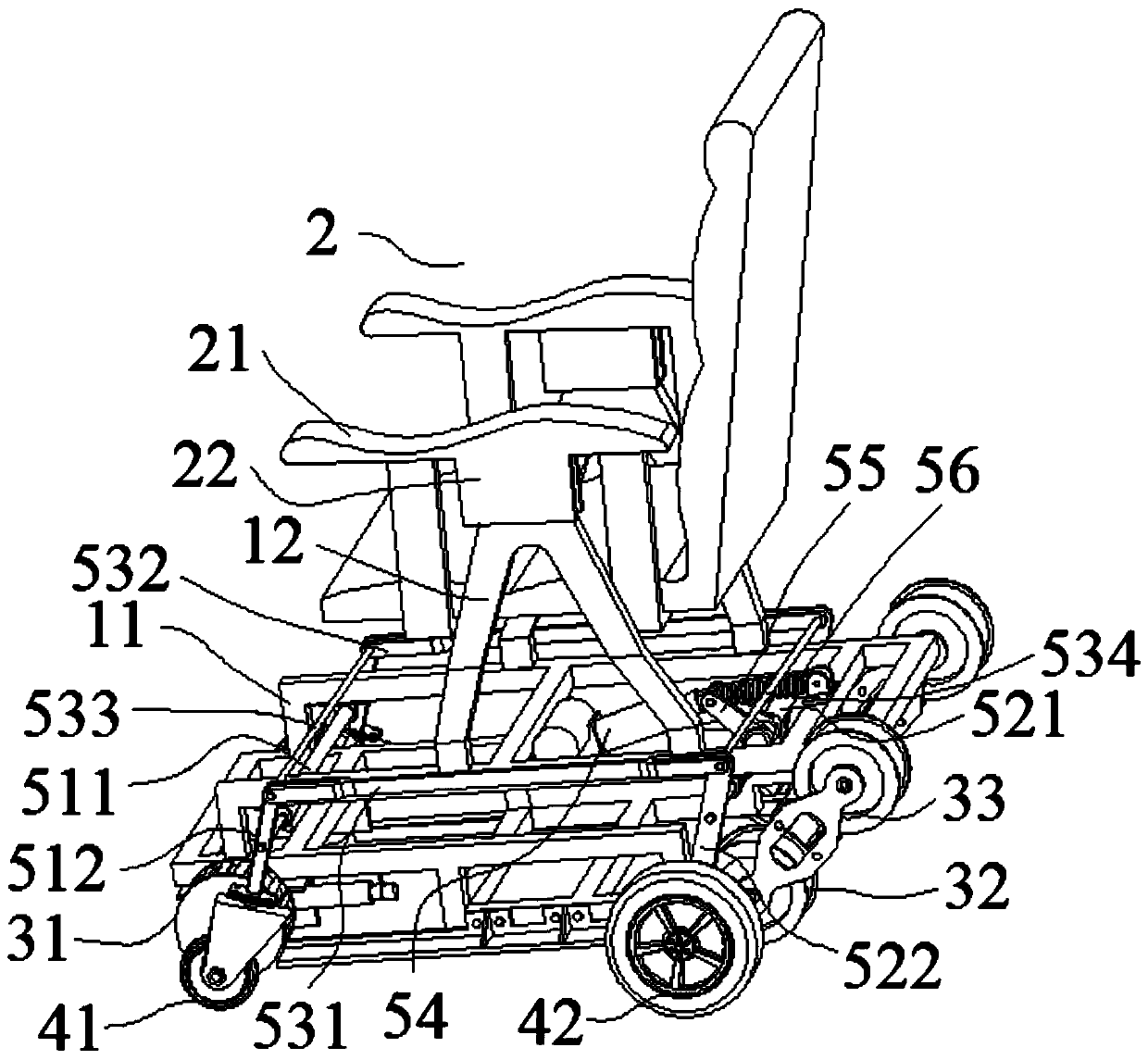 Wheel-track combined stair climbing wheelchair