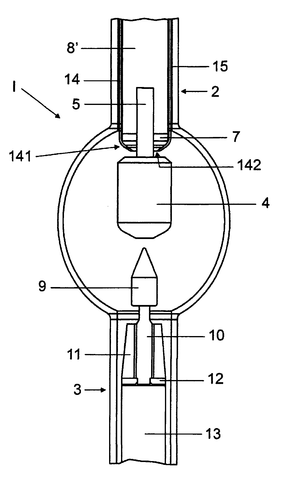 Discharge lamp with a holding apparatus for the electrodes