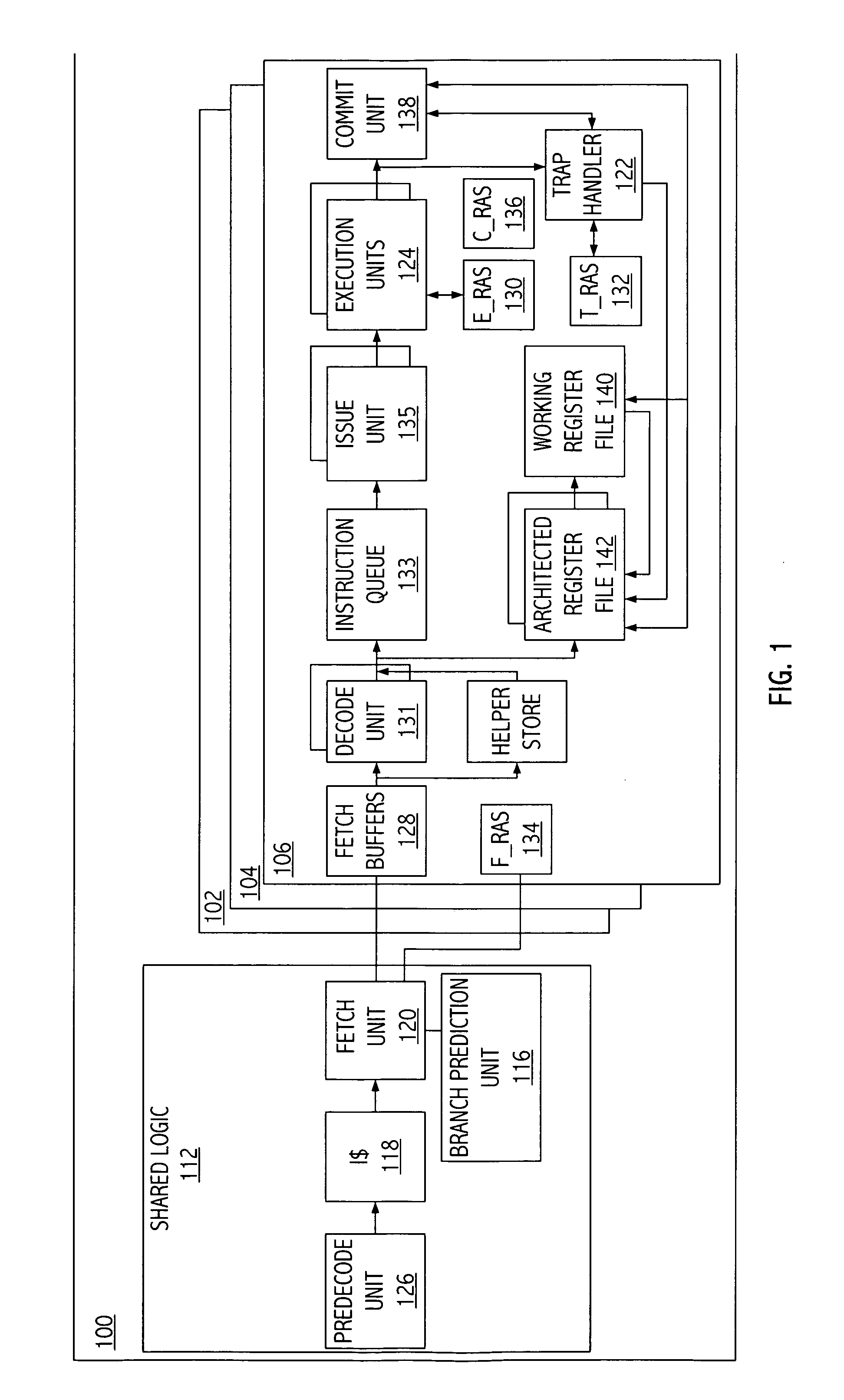 Return address stack recovery in a speculative execution computing apparatus