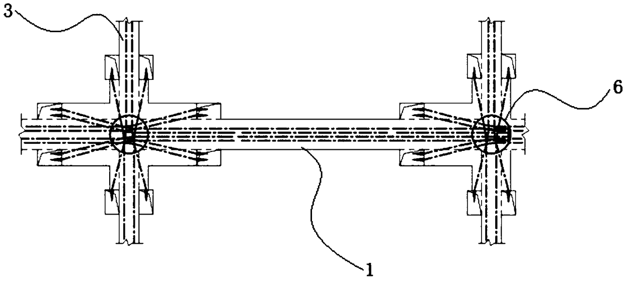 Construction method for haunching bi-directional tension prestressed concrete complex beam-column joints