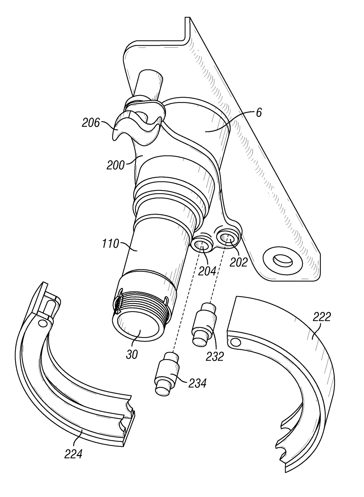 Spindle system for wheel alignment correction with brake adjustment