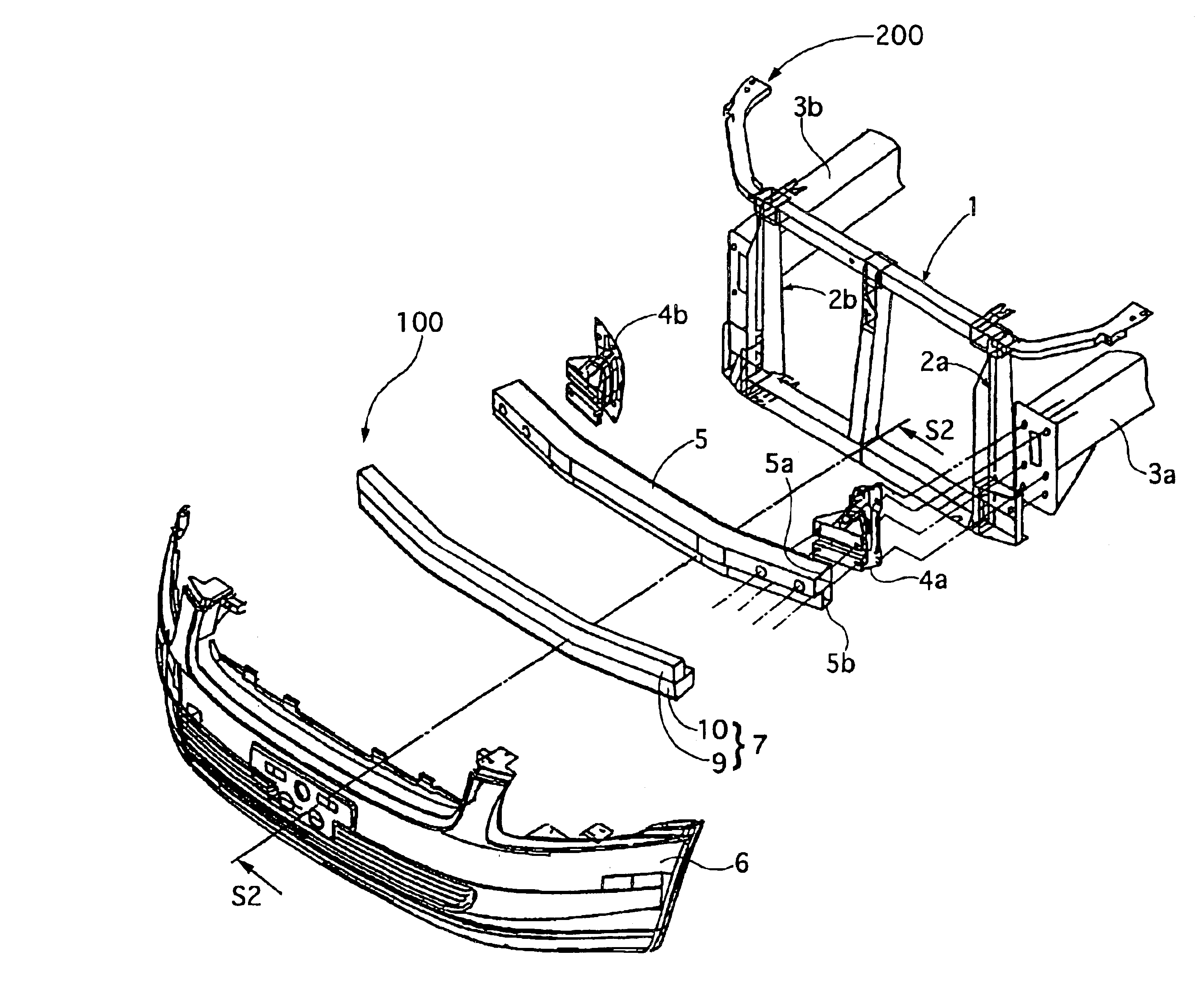 Bumper structure for a motor vehicle