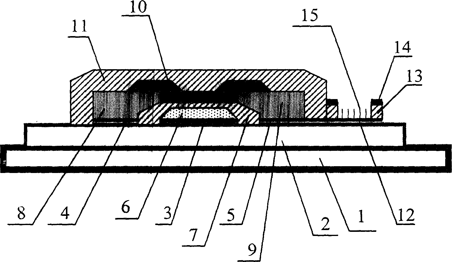 Reversal coplanar type ballast structural panel display device and its production technique