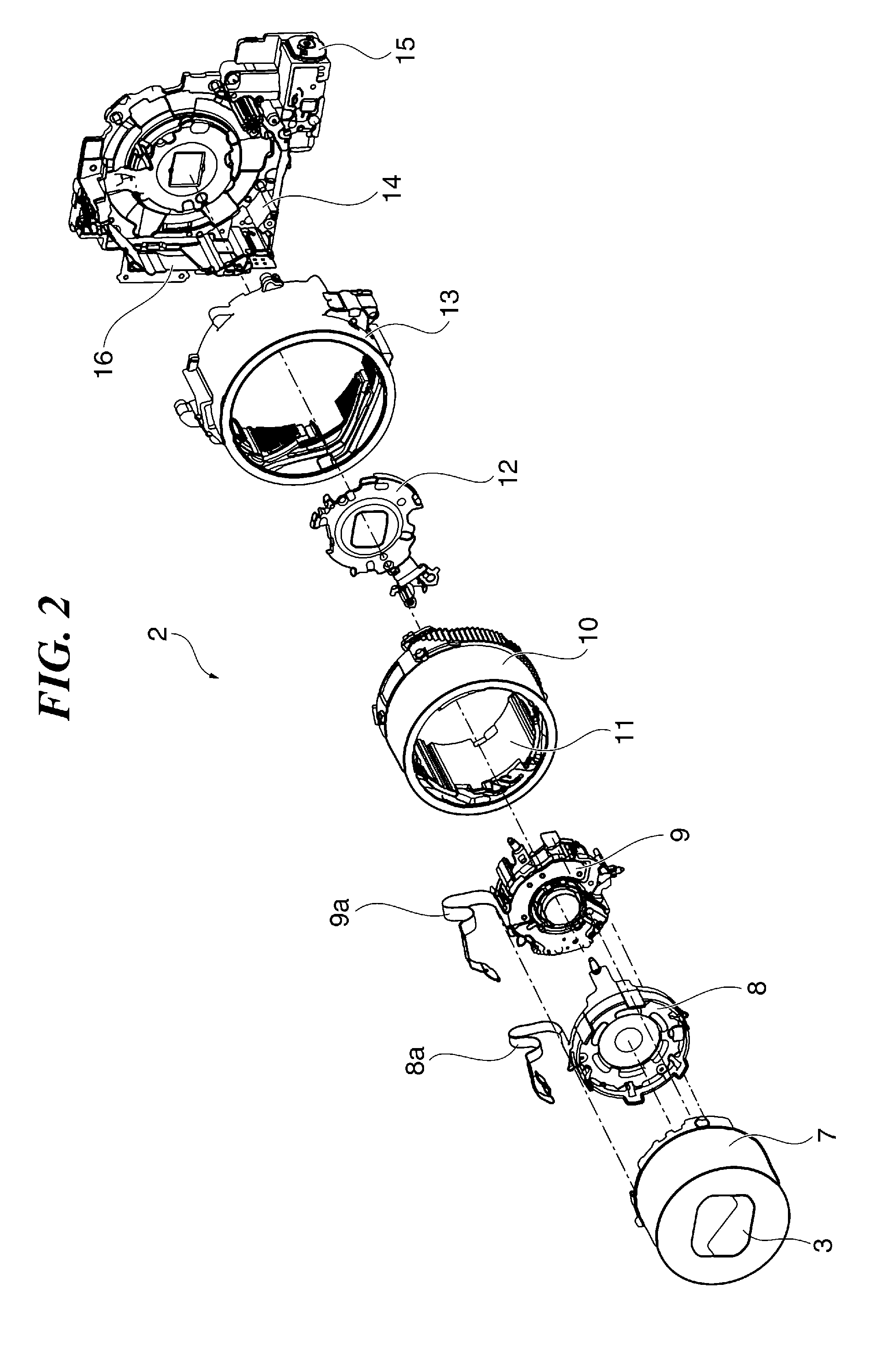 Optical device provided with zooming mechanism