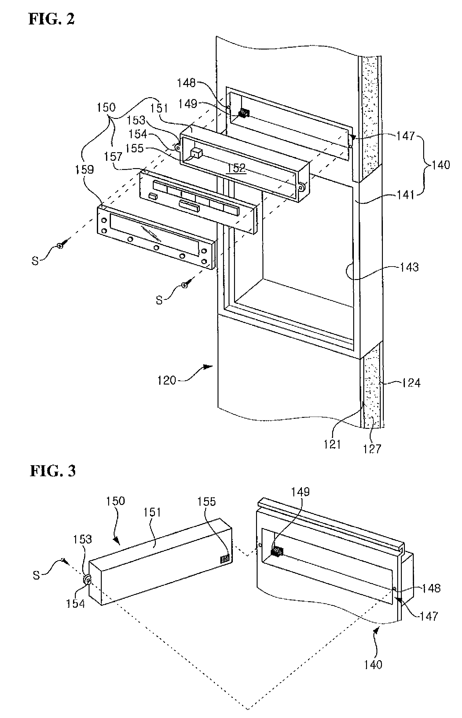 Display for refrigerator and display mounting frame, display mounting structure comprising the same
