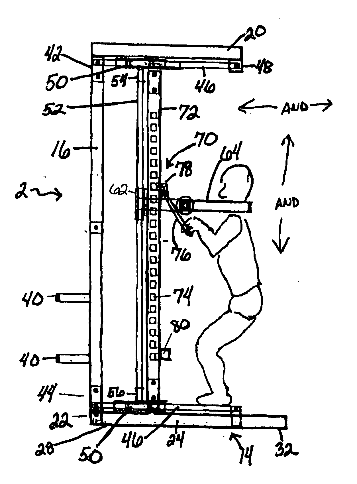 Standing weightlifting apparatus
