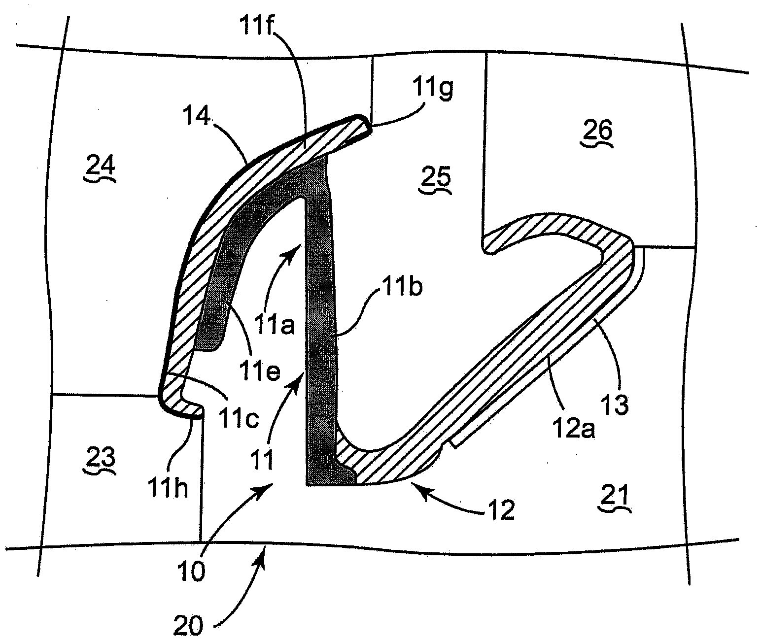 Profile section moulded by multi-injection moulding and forming a seal or a moulding for the body of a motor vehicle, and method for manufacturing same