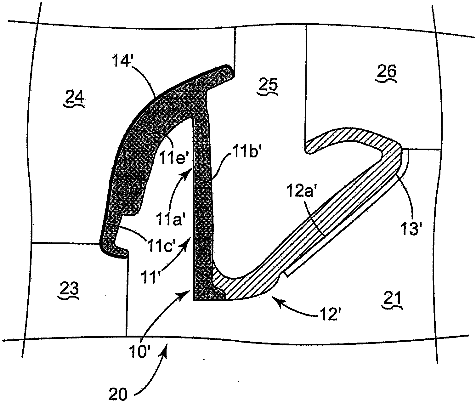 Profile section moulded by multi-injection moulding and forming a seal or a moulding for the body of a motor vehicle, and method for manufacturing same