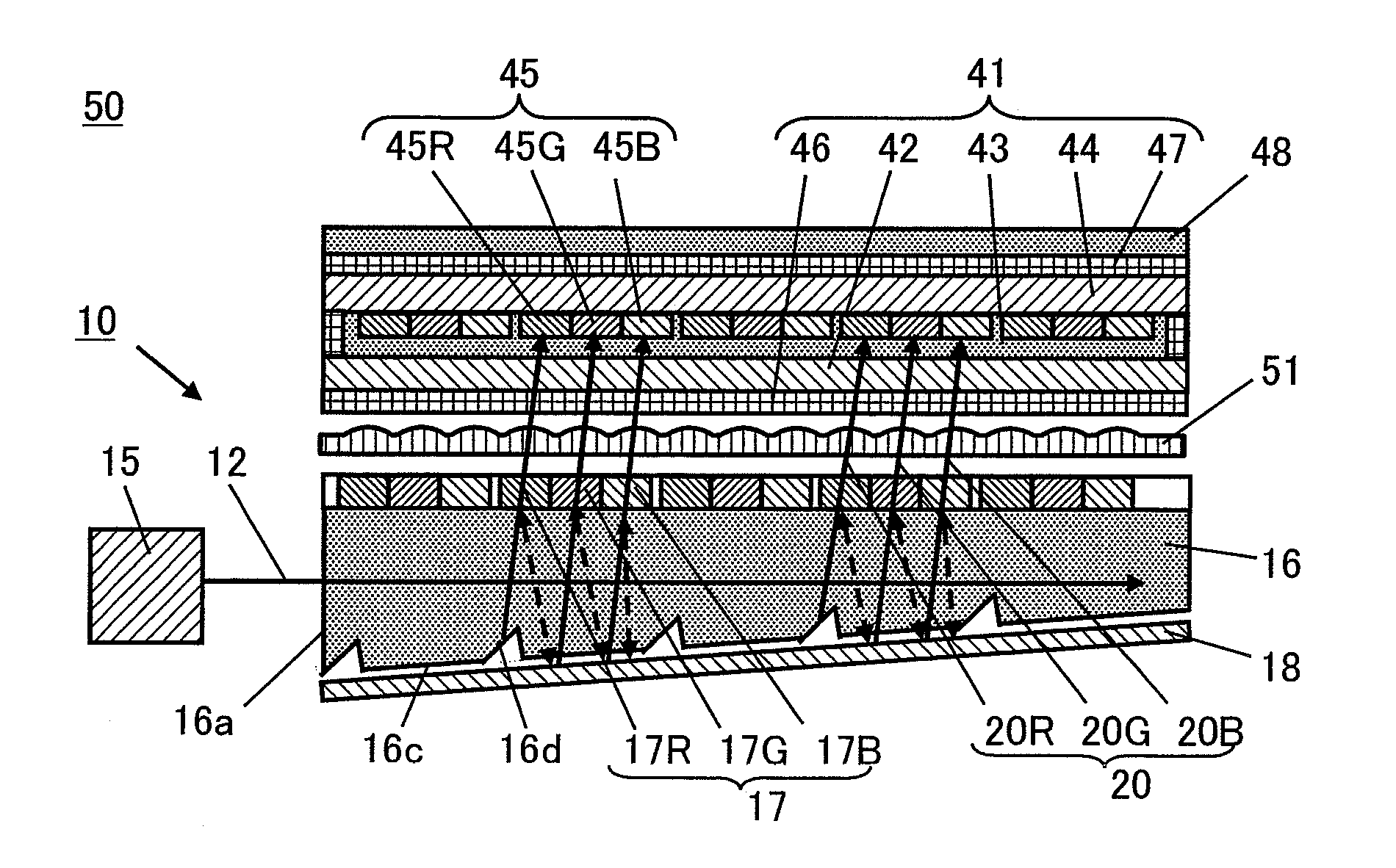 Wavelength separator, planar illumination device and liquid crystal display device using the wavelength separator