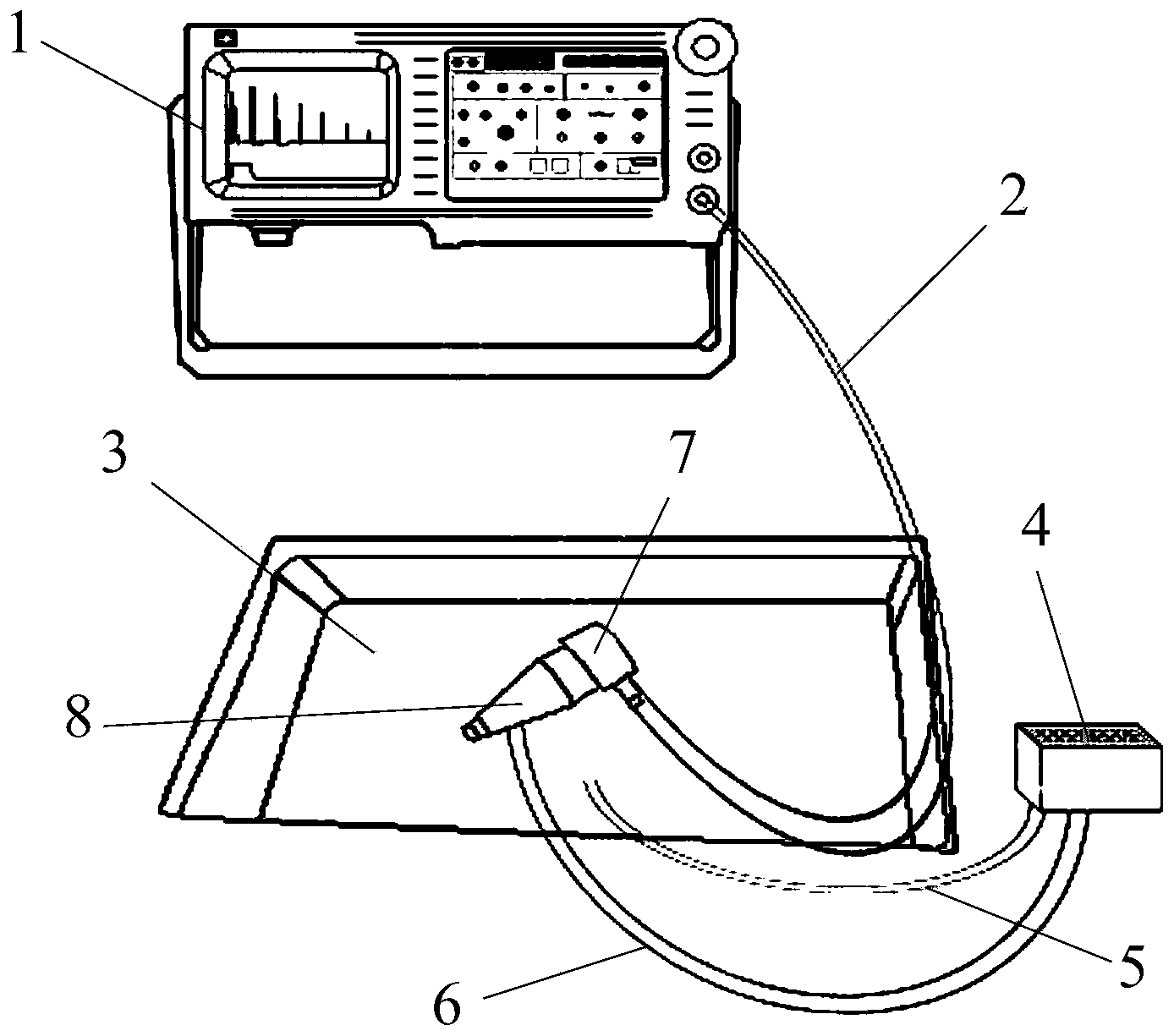 Device and method for ultrasonic testing of engine fuel oil header pipe soldered joints