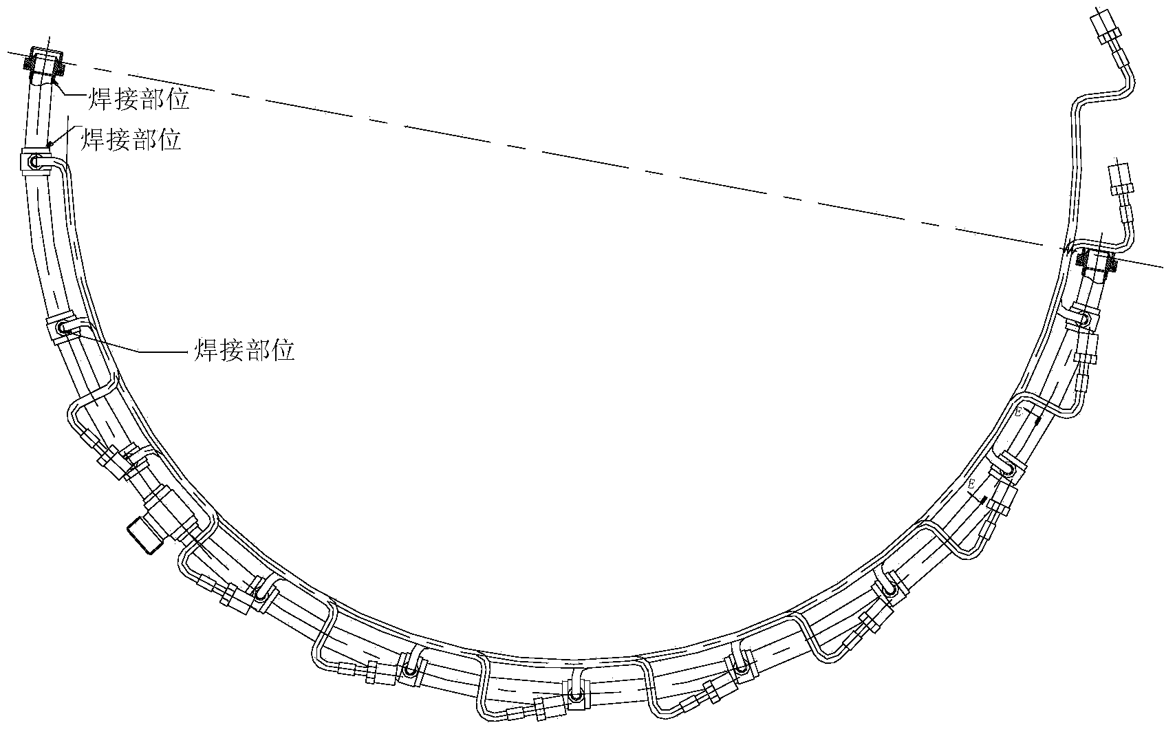 Device and method for ultrasonic testing of engine fuel oil header pipe soldered joints