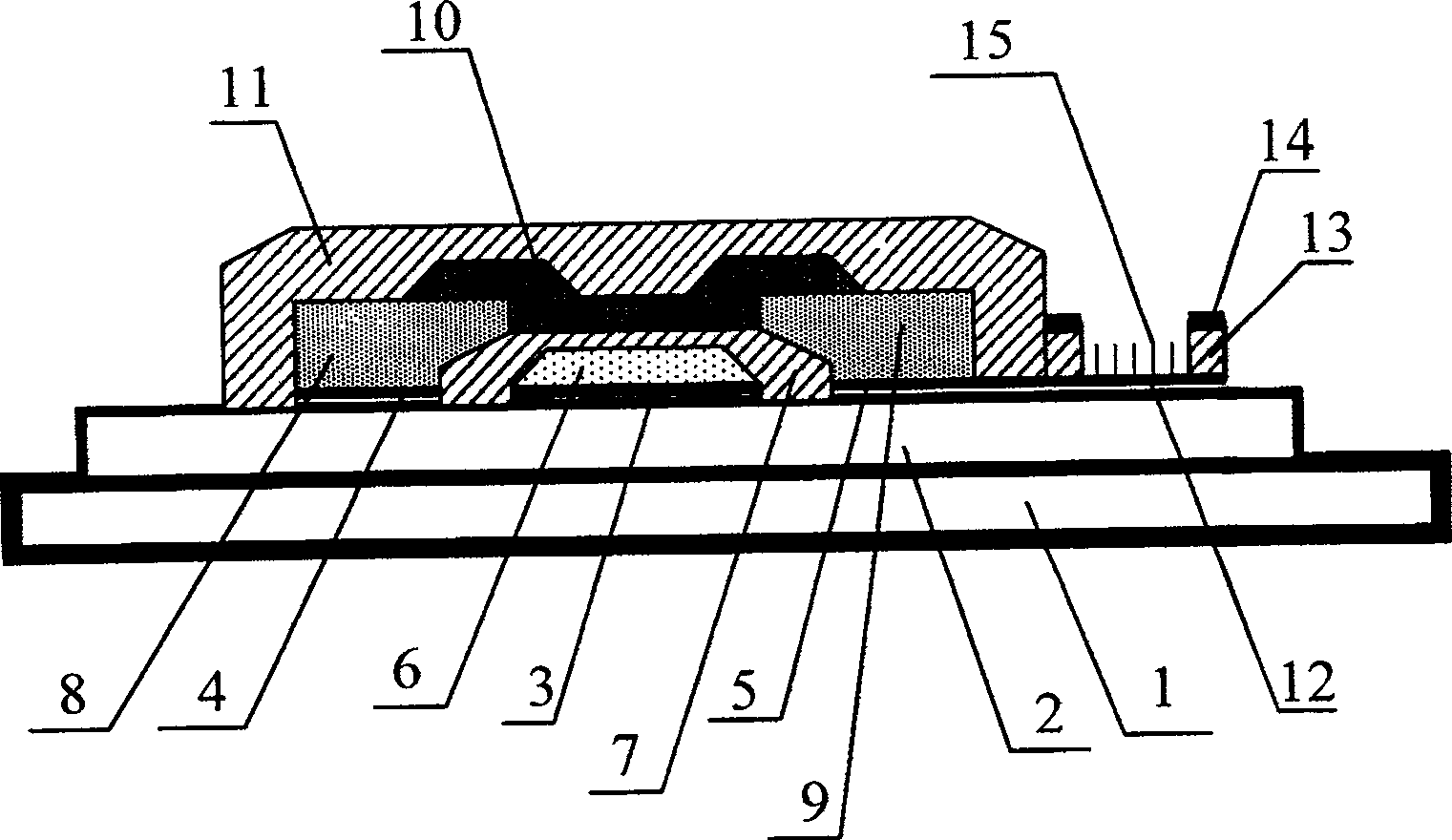 Reversal coplanar type ballast structural panel display device and its production technique