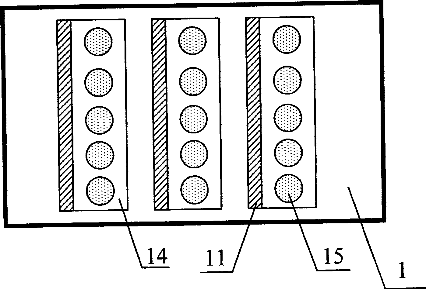 Reversal coplanar type ballast structural panel display device and its production technique