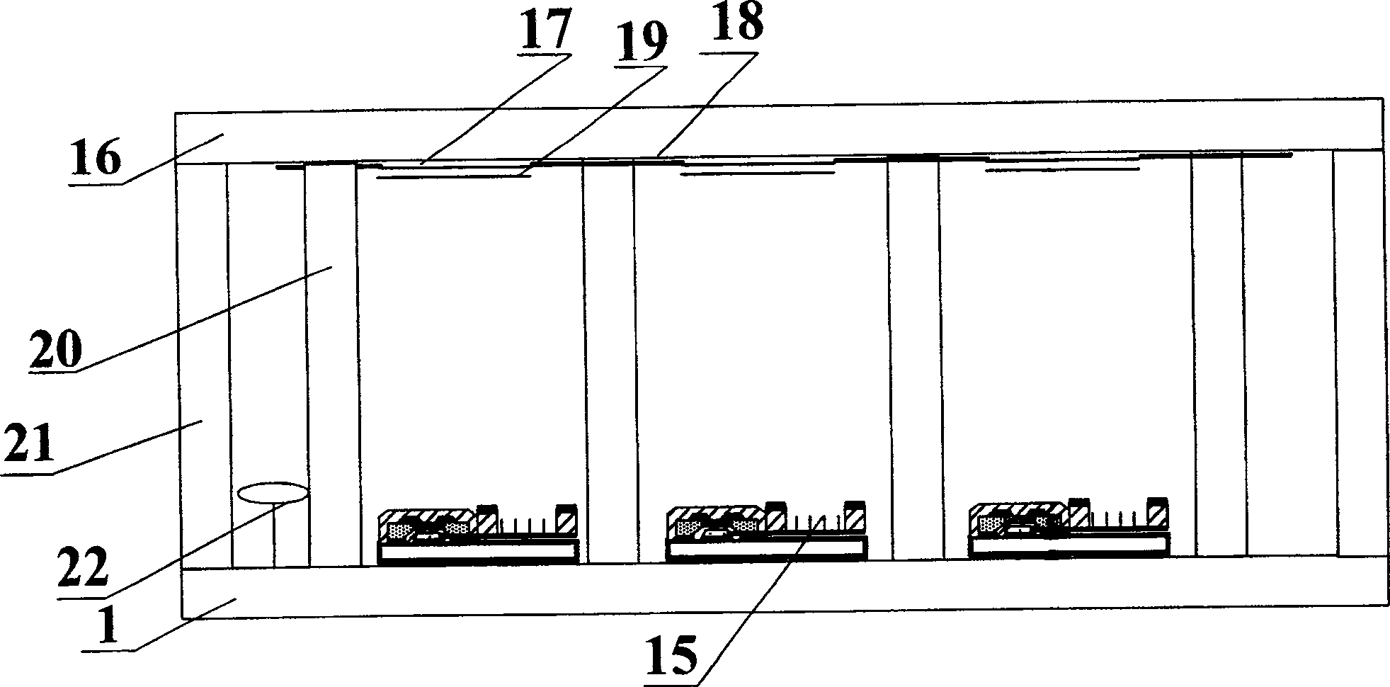 Reversal coplanar type ballast structural panel display device and its production technique