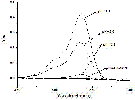 p-N-methyl acetamidophenyl rhodamine 6G pH fluorescence molecular probe as well as preparation method and use thereof