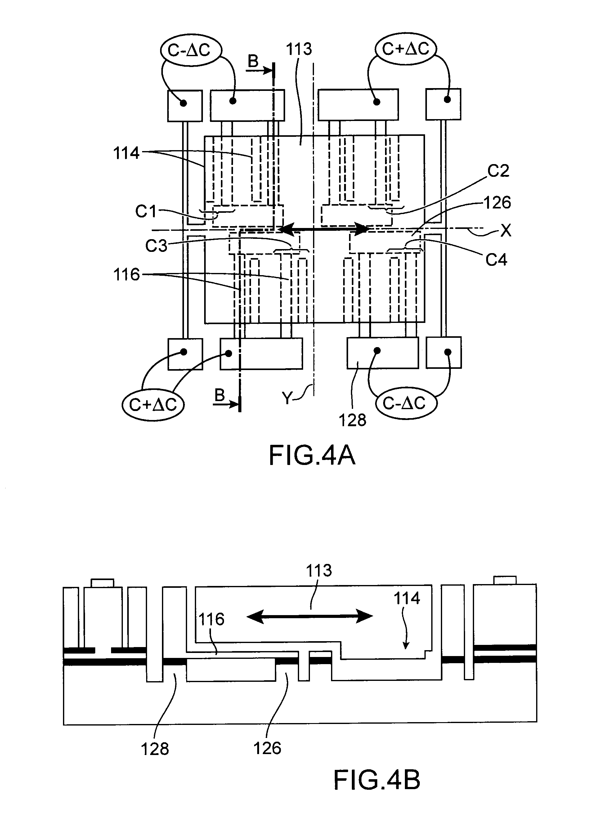 Capacitive microelectronic and/or nanoelectronic device with increased compactness
