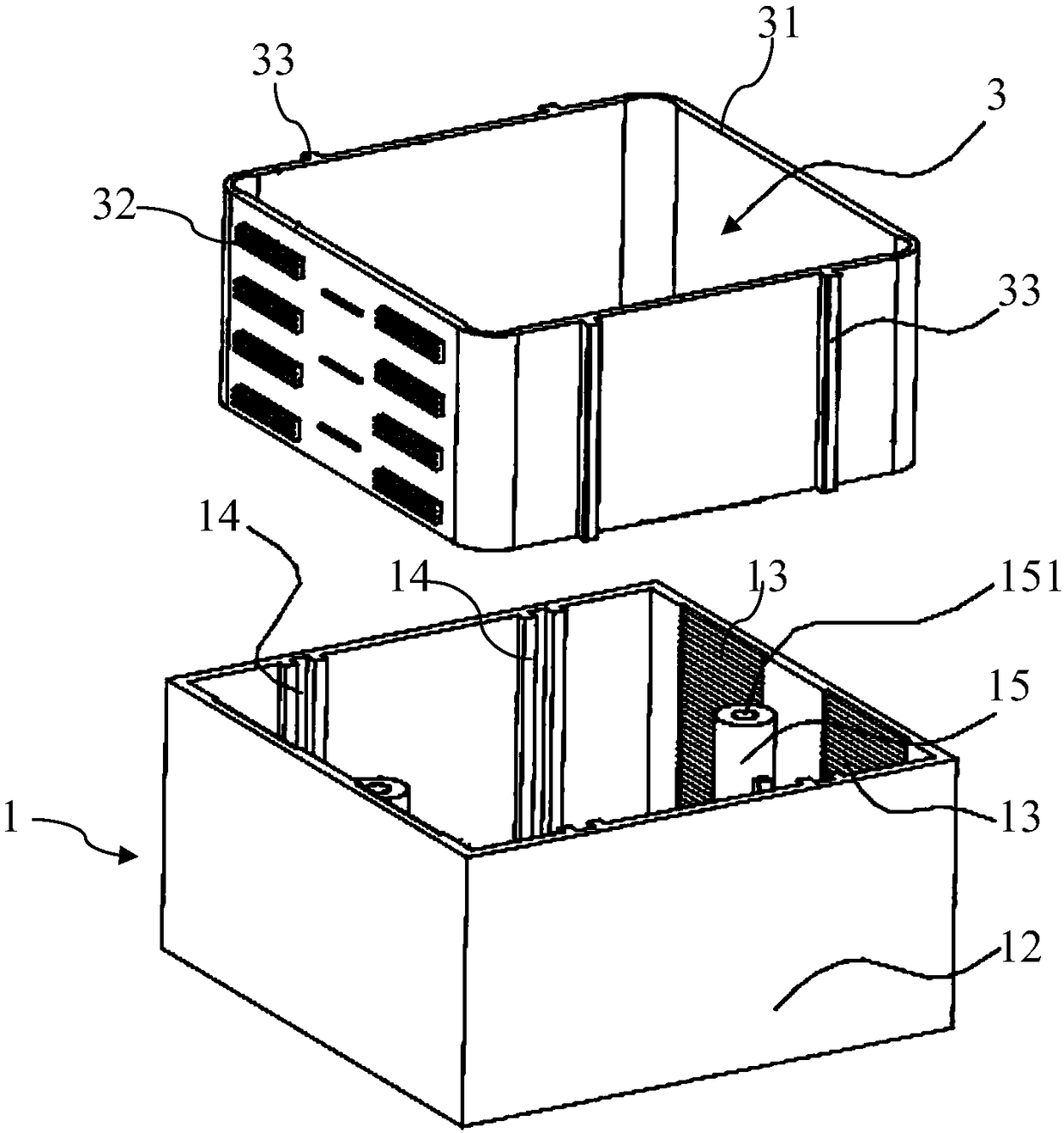 Bottom box connecting component, bottom box connecting structure and mounting method thereof
