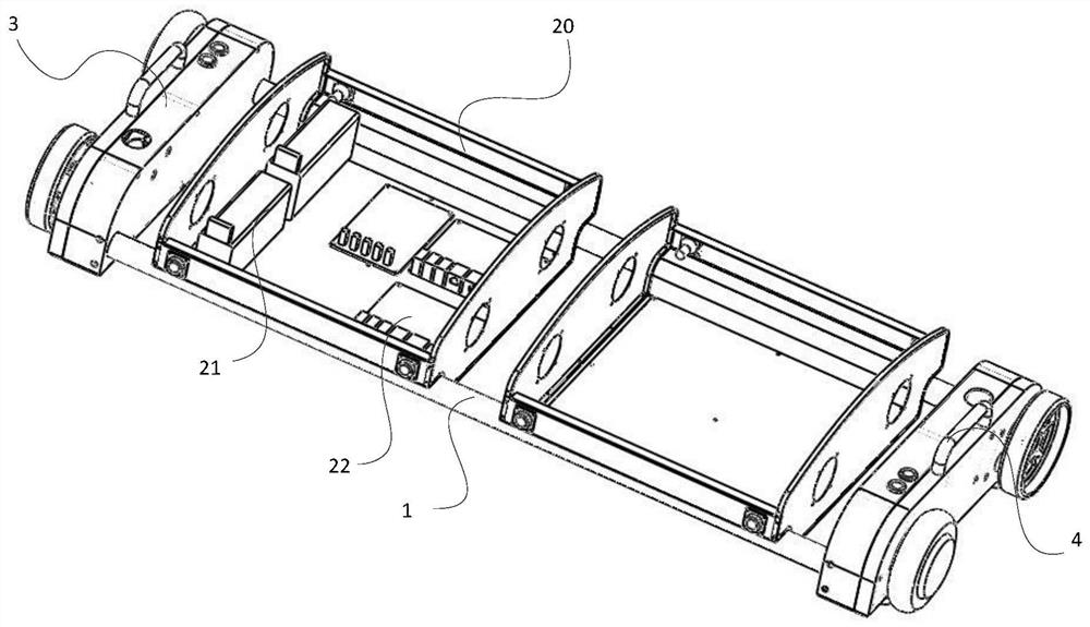 A traveling mechanism of a tunnel track detection robot