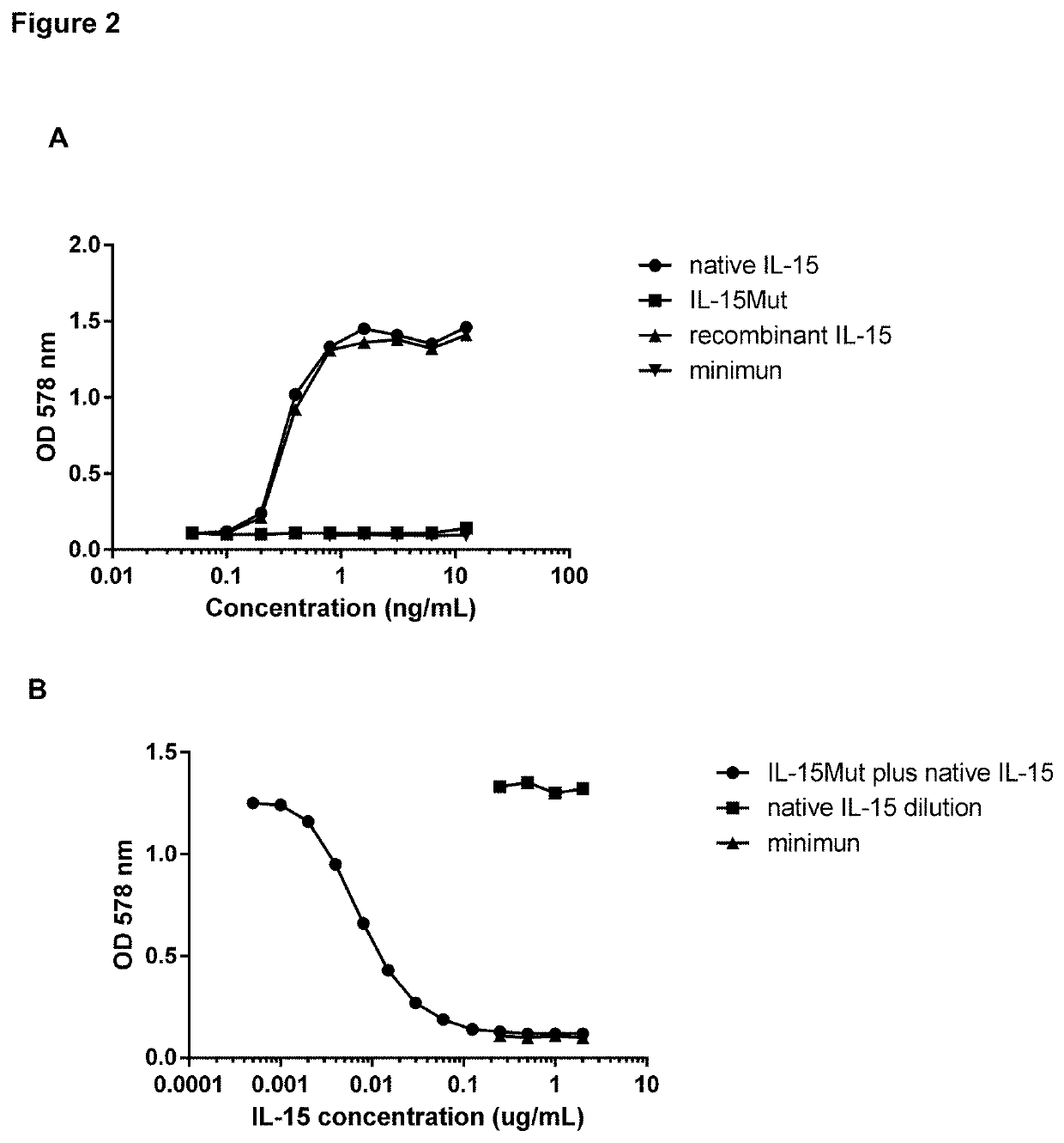 Vaccine composition comprising a mutant of human interleukin-15