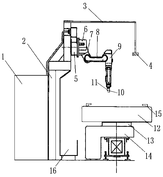 A laser positioning spraying equipment with suction function