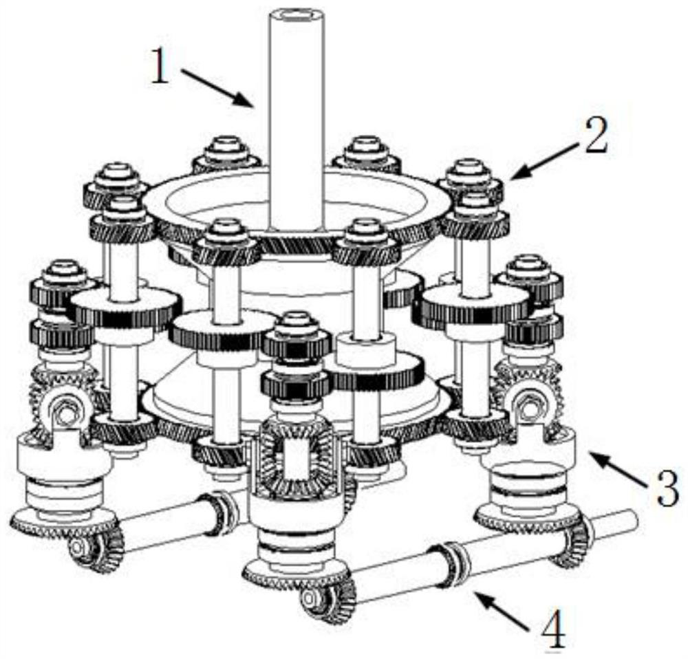 A split-torque transmission reduction device for a helicopter