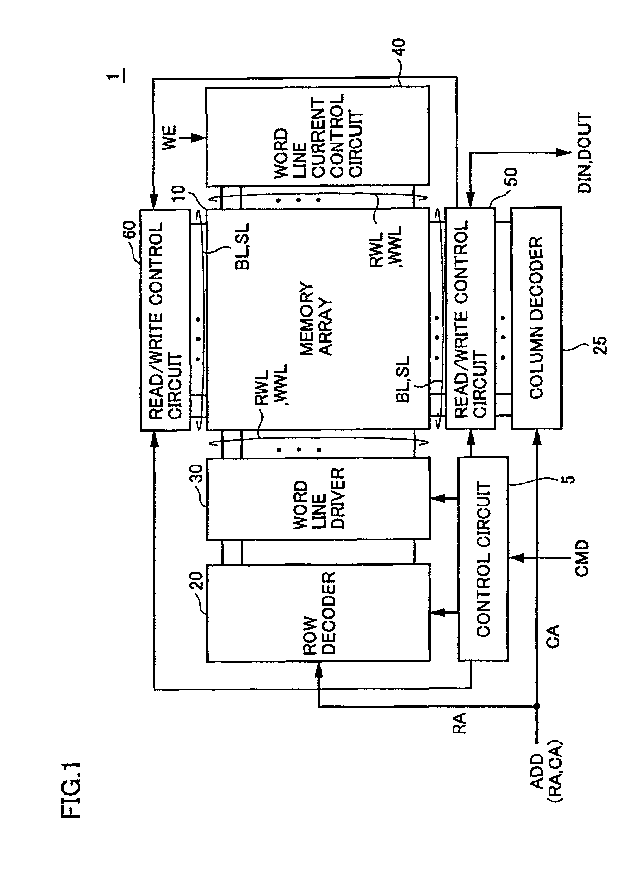 Thin film magnetic memory device having a magnetic tunnel junction