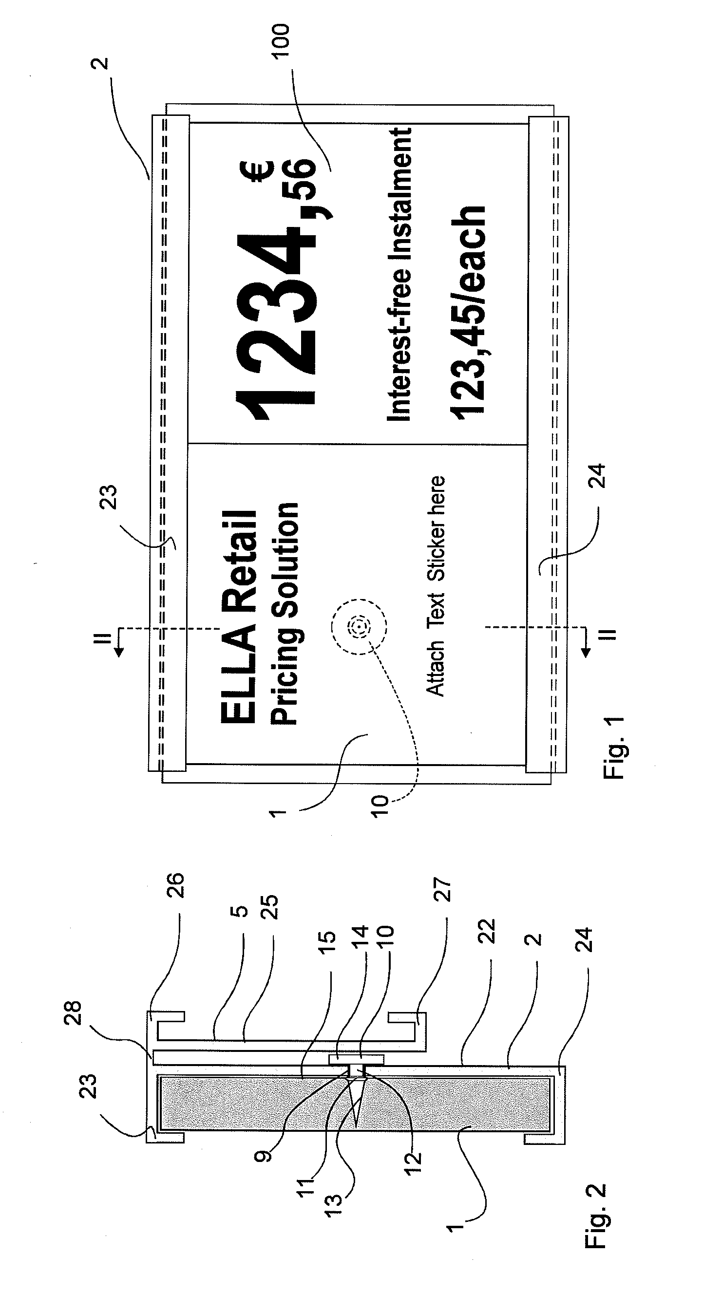 Fastening arrangement for an electronic price label