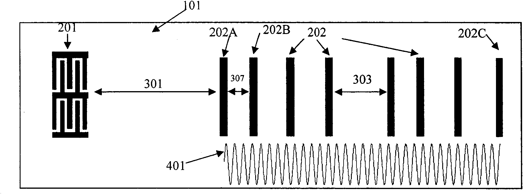 Acoustic surface wave radio frequency tag with high coding capacity